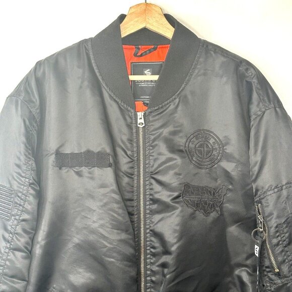 Vtg Southpole Mens Bomber Flight Jacket Y2K Authentic Collection Black Size XXL - Picture 3 of 16
